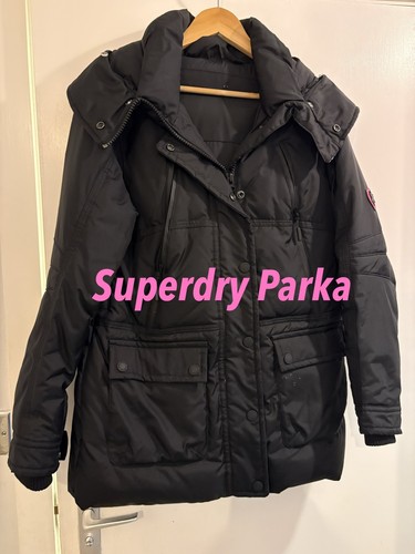 Black parka superdry coat - parka,