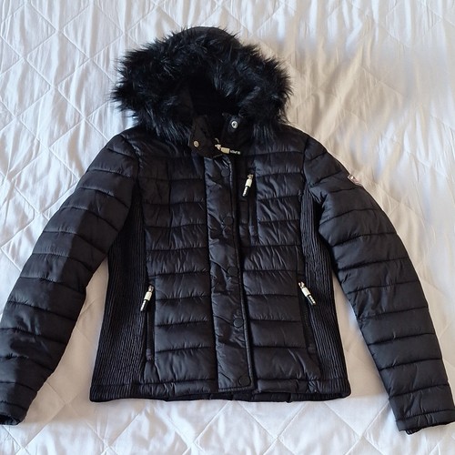 Superdry black hooded puffer - superdry,